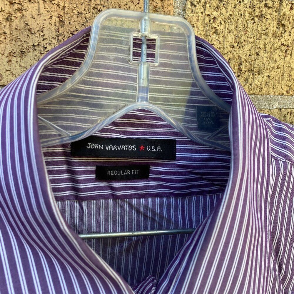Vintage John Varvatos Striped Button Up Dress Shirt Size 16