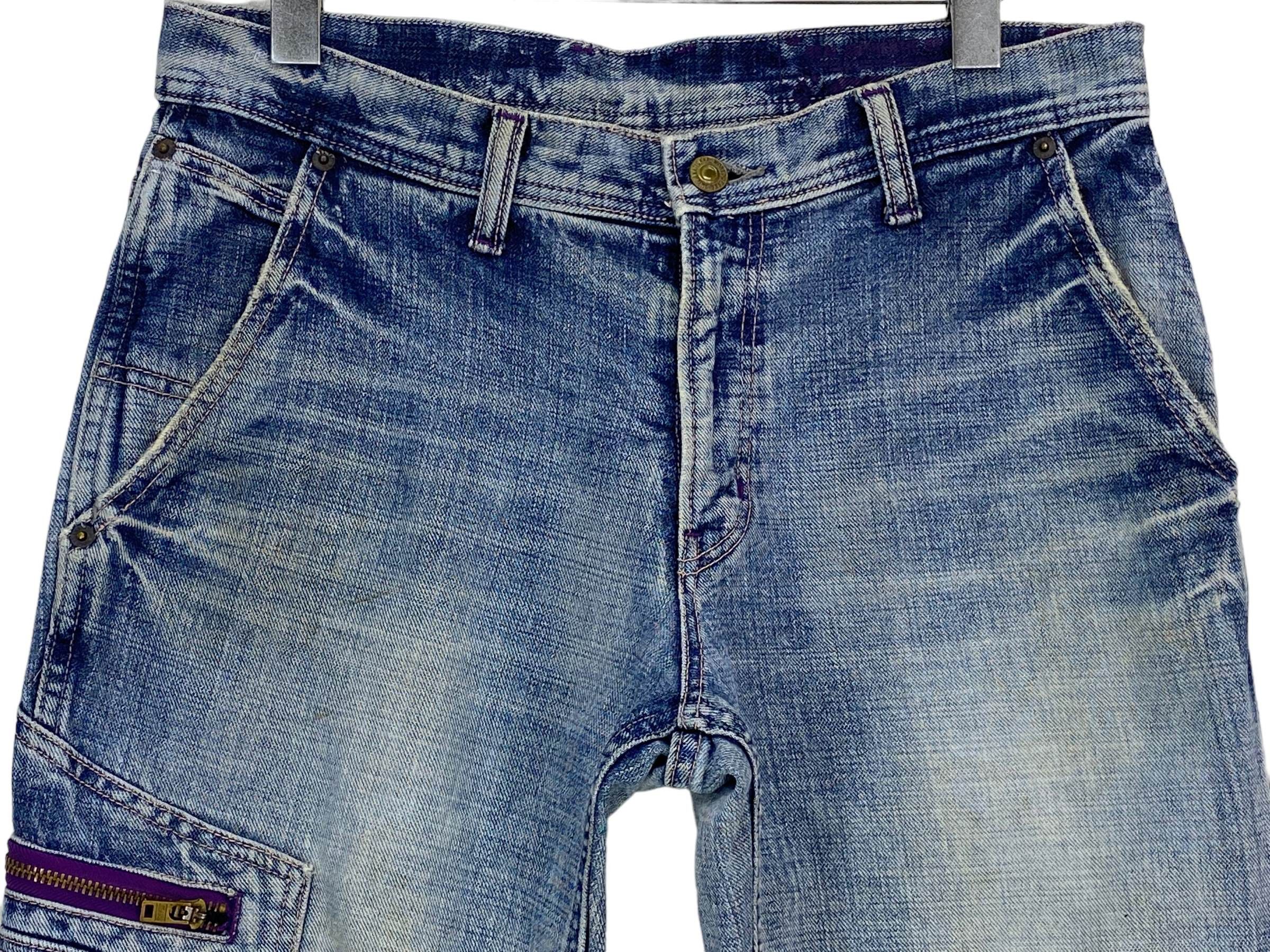 Japanese Brand Cargo Denim Jeans Japanese Surfwear Hip Hop Size US 33 - 3 Thumbnail