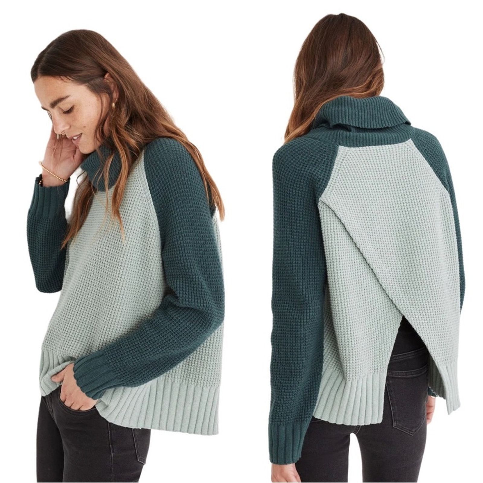 Madewell Madewell Colorblock Turtleneck Cross-Back Sweater Womens XXS Size XXS / US 00 / IT 34 - 1 Thumbnail