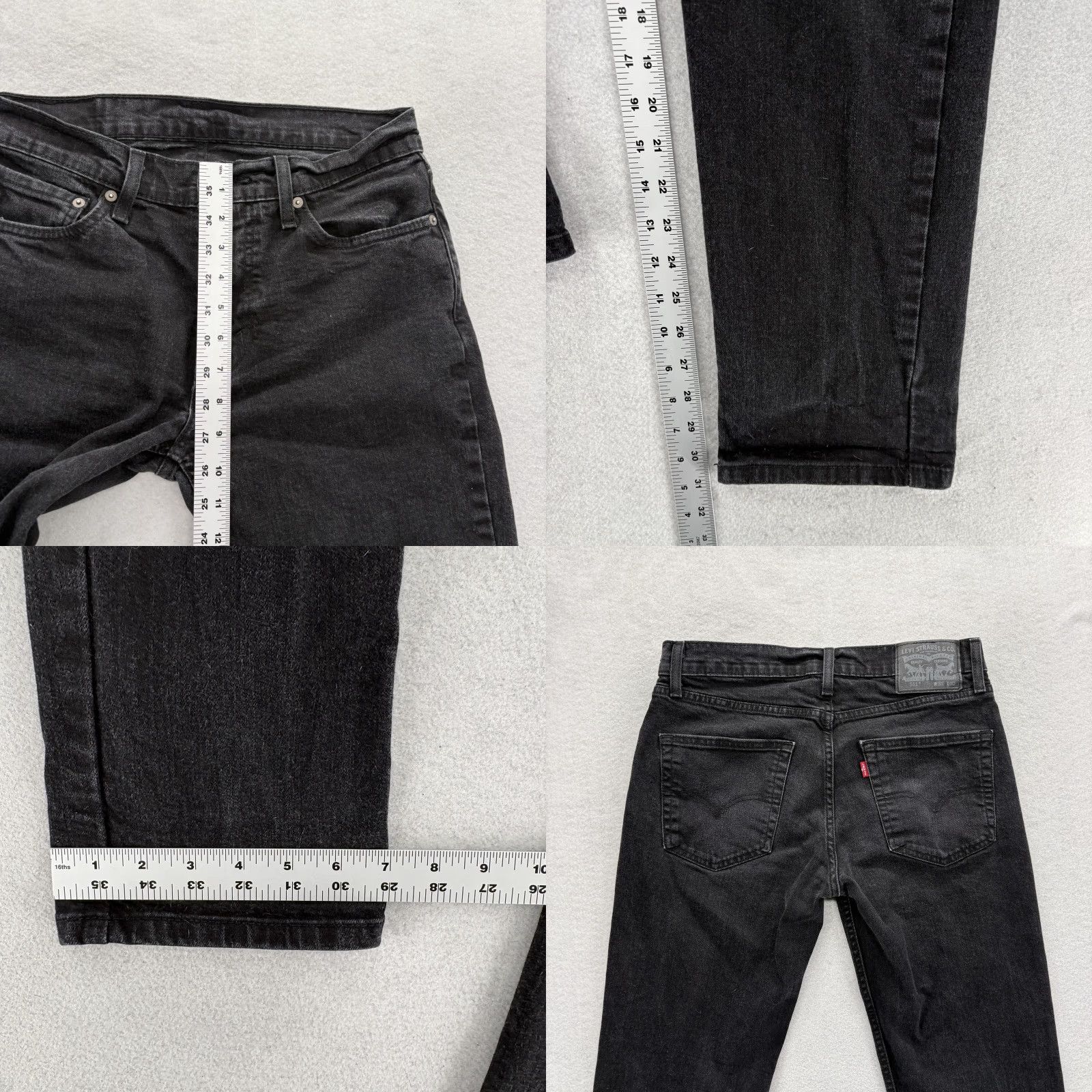 Levi's VINTAGE Levis 511 Jeans Mens 31x32 Black Charcoal Wash Slim Straight Denim Stretch Pants Size US 31 - 8 Thumbnail