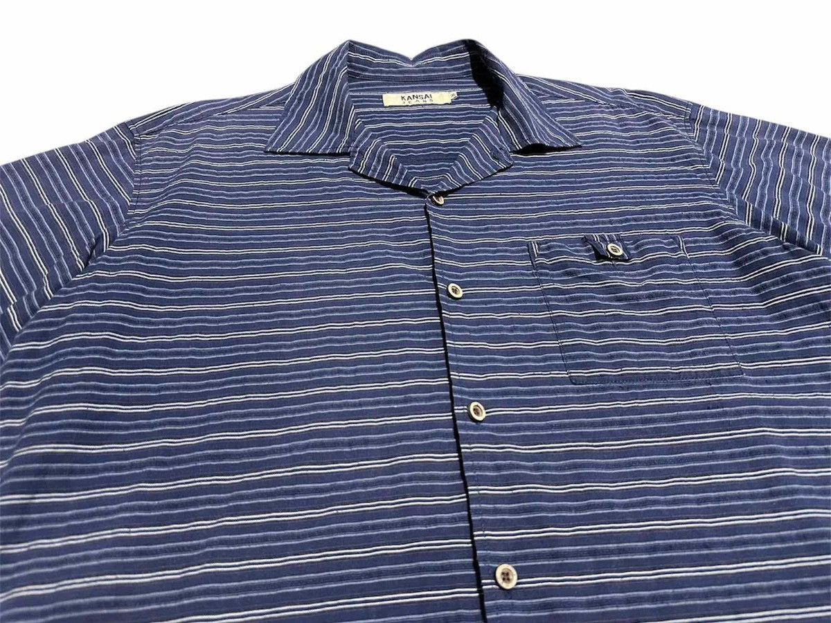 Japanese Brand 🔥Vintage Kansai Jeans Striped Open Collar Shirt Size US XL / EU 56 / 4 - 3 Thumbnail