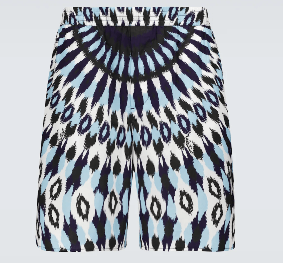 image of Valentino Pattern Cotton Shorts in Blue, Men's (Size 30)