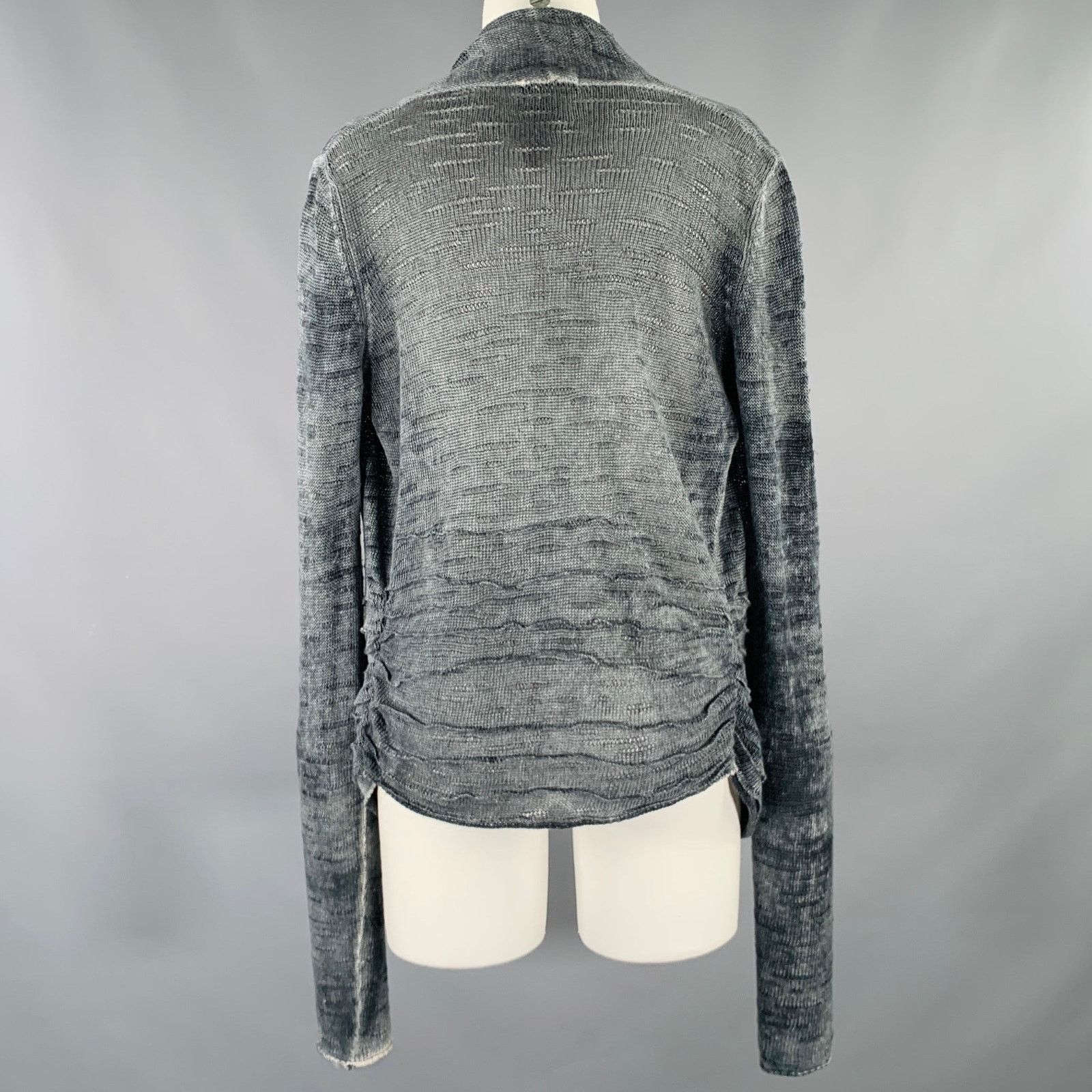 Avant Toi AVANT TOI Grey Charcoal Linen Marbled Open Front Cardigan Size M / US 6-8 / IT 42-44 - 4 Thumbnail