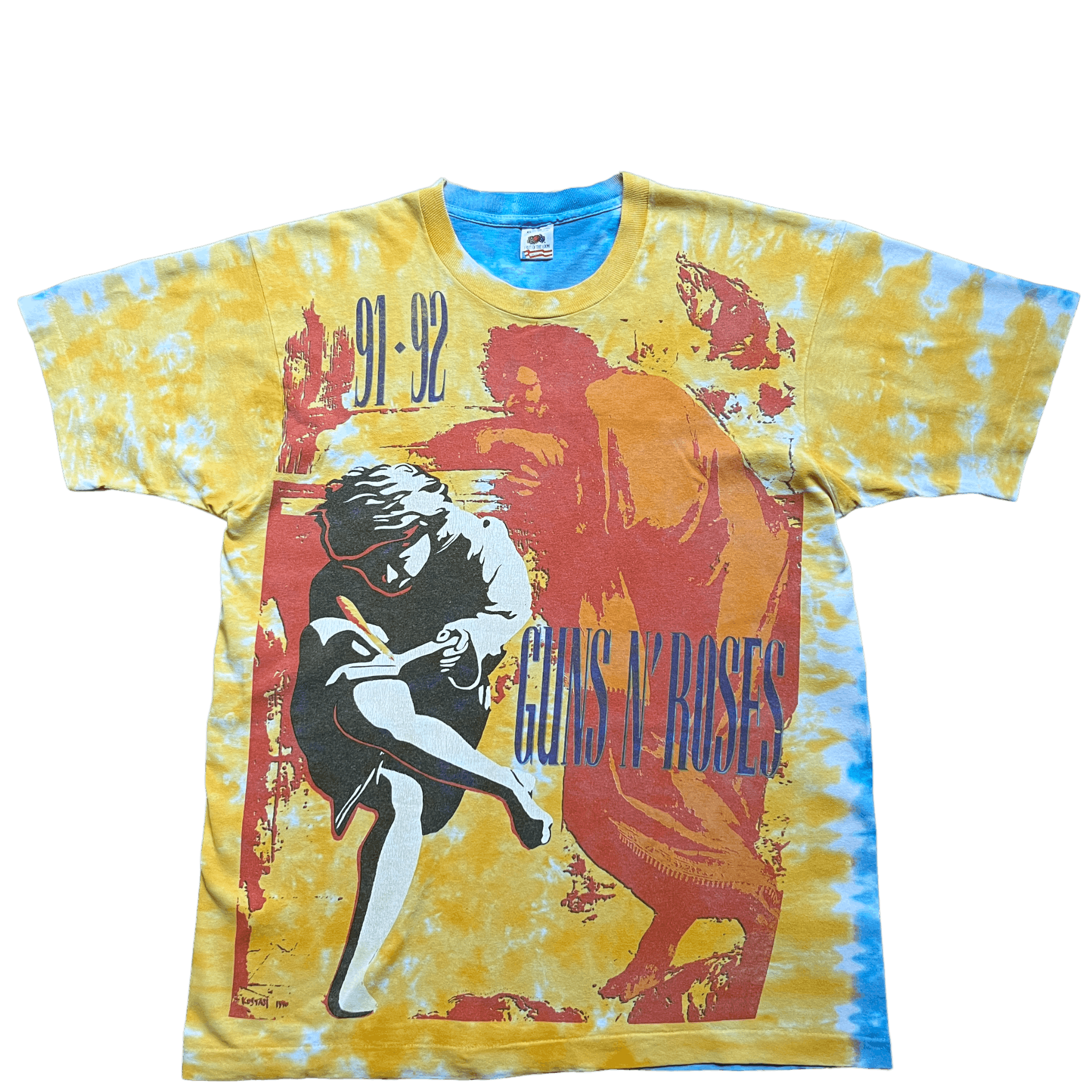 image of Vintage Guns N' Roses Use Your Illusion 1991 Tie Dye T-Shirt, Men's (Size XL)