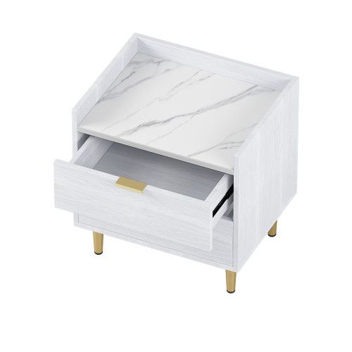 Designer × Homemade Wooden Nightstand with 2 Drawers and Marbling Worktop, Morde Size US L / EU 52-54 / 3 - 5 Thumbnail