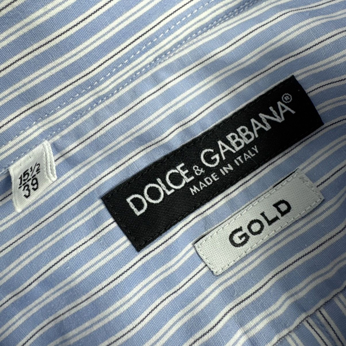 Dolce & Gabbana Dolce & Gabbana Gold Martini Fit Striped Button Up Shirt Size US M / EU 48-50 / 2 - 7 Thumbnail