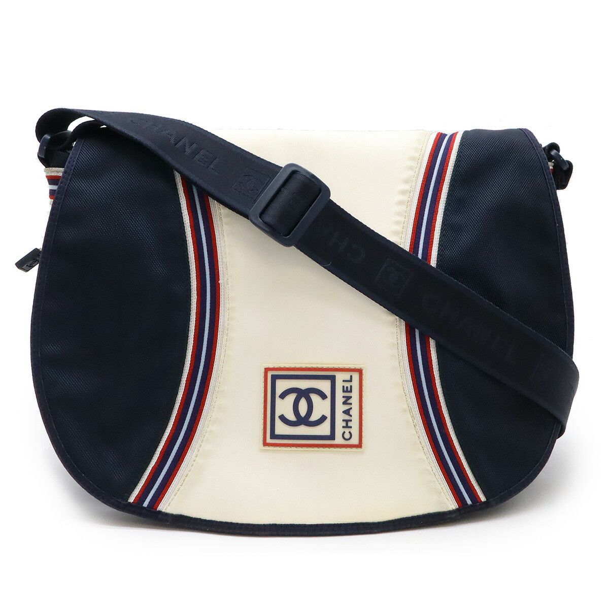 Chanel Chanel Nylon Canvas Coco Mark 2Way Shoulder Bag Canvas Crossbody Bag in Blue, Women's