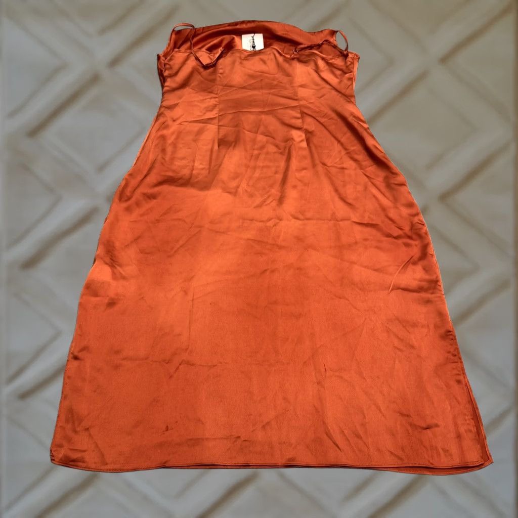 Missguided Missguided Satin Cowl Cami Midi Slip Dress Womens 14 Rust Orange Spaghetti NWT Size XL / US 12-14 / IT 48-50 - 1 Thumbnail