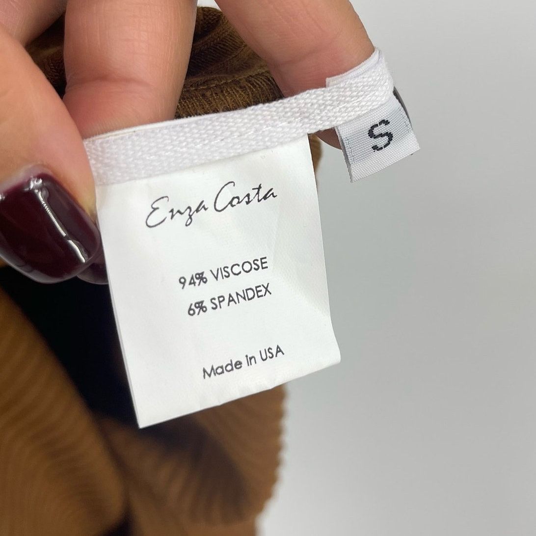 Enza Costa Enza Costa | Rib Long Sleeve Step Hem Dress Cognac S Size S / US 4 / IT 40 - 10 Thumbnail