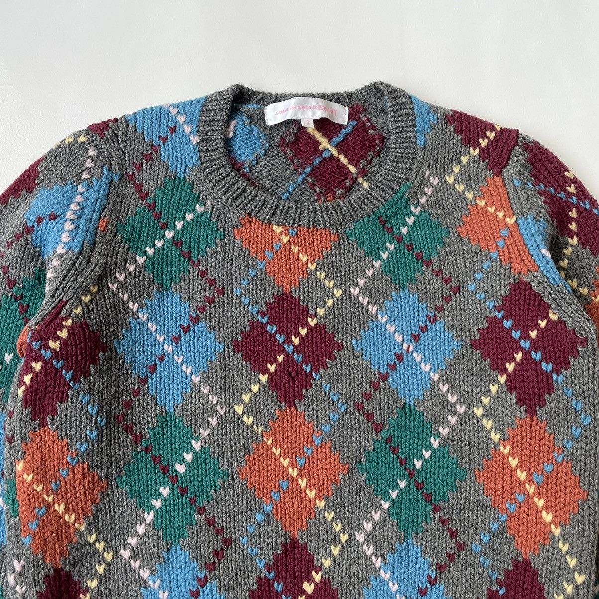 Comme des Garcons Multicoloured Heart Argyle Patterned Sweater Size S / US 4 / IT 40 - 3 Thumbnail