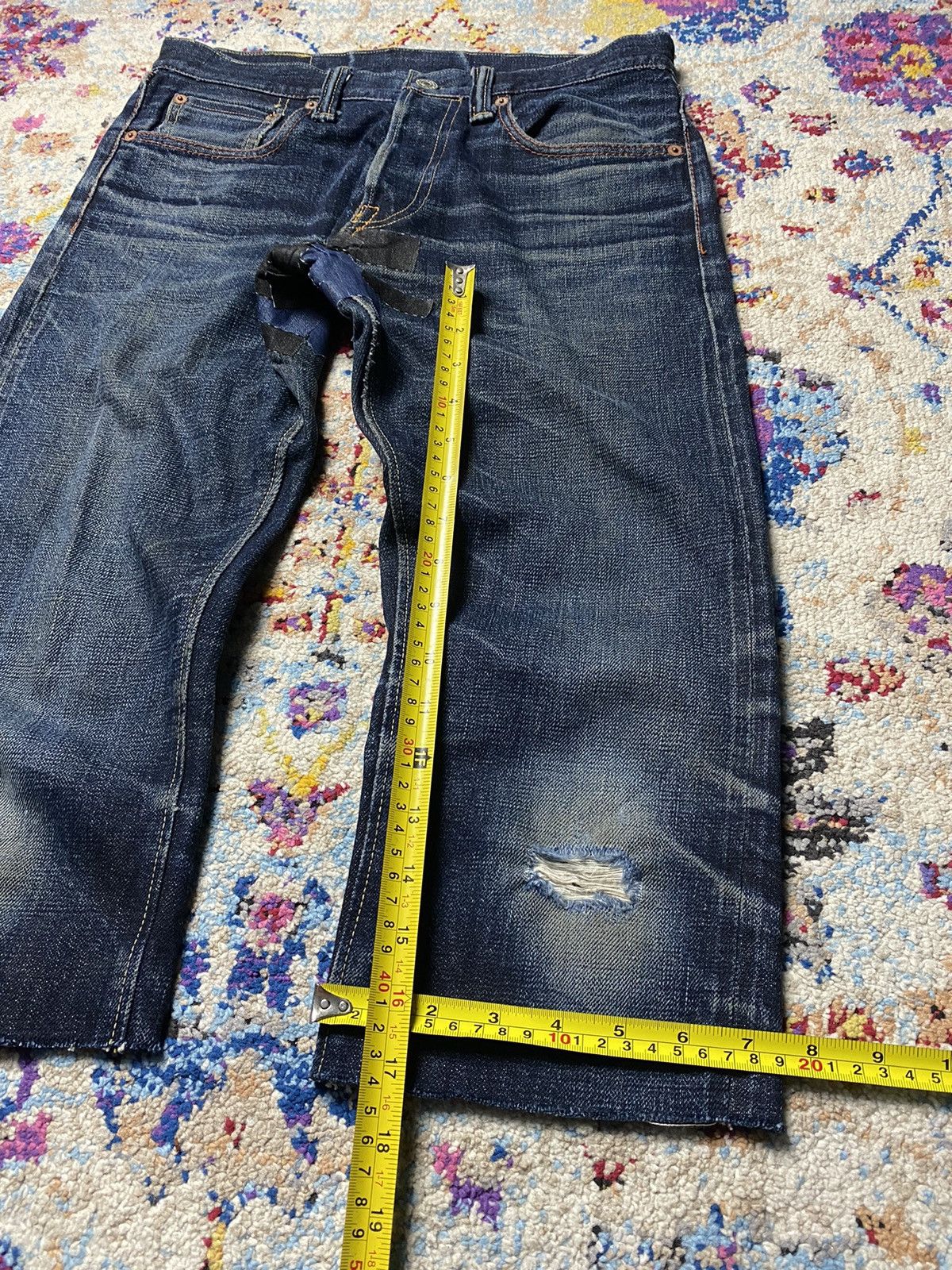 EIGHT-G × Japanese Brand × Vintage Eight G Lot 601 Rokumaru Vintage Style 15oz distressed & cut Size US 29 - 25 Thumbnail