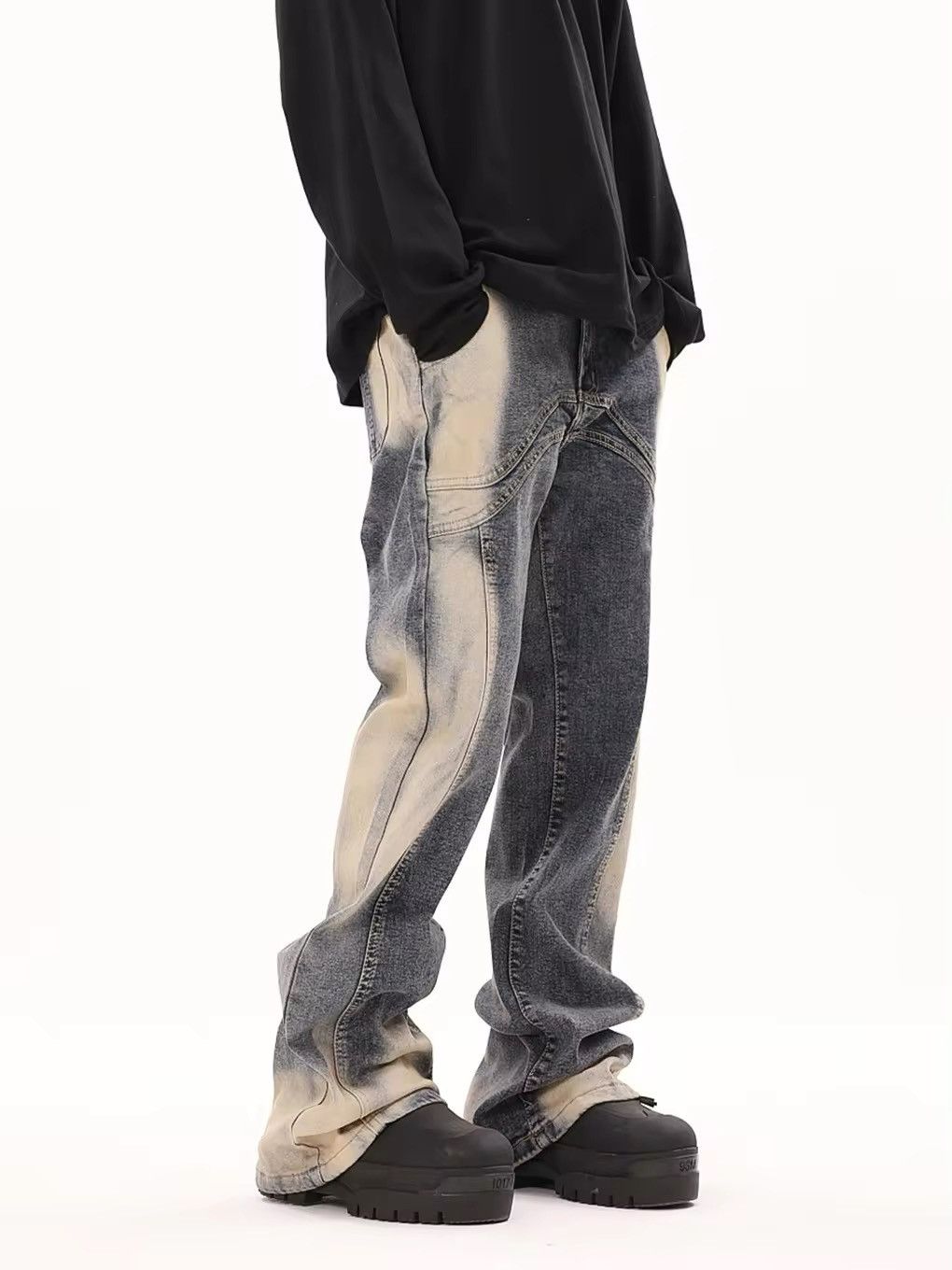 Designer × Vintage Design Streetwear Washed Tie Dye Flared Jeans Pants Size US 36 / EU 52 - 3 Thumbnail