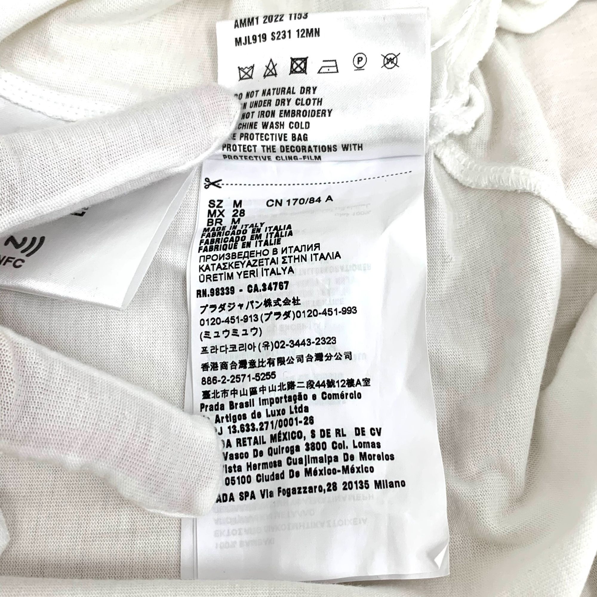 Miu Miu Miu Miu 2022 White Logo Rhinestone Cotton Top (Size M) Size M / US 6-8 / IT 42-44 - 4 Thumbnail