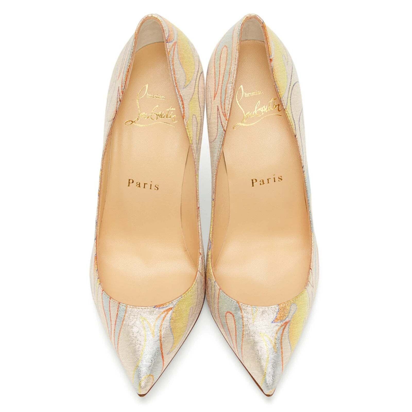 Christian Louboutin Christian Louboutin Pigalle Follies 100 Lurex Flame Orange Size US 7.5 / IT 37.5 - 6 Thumbnail
