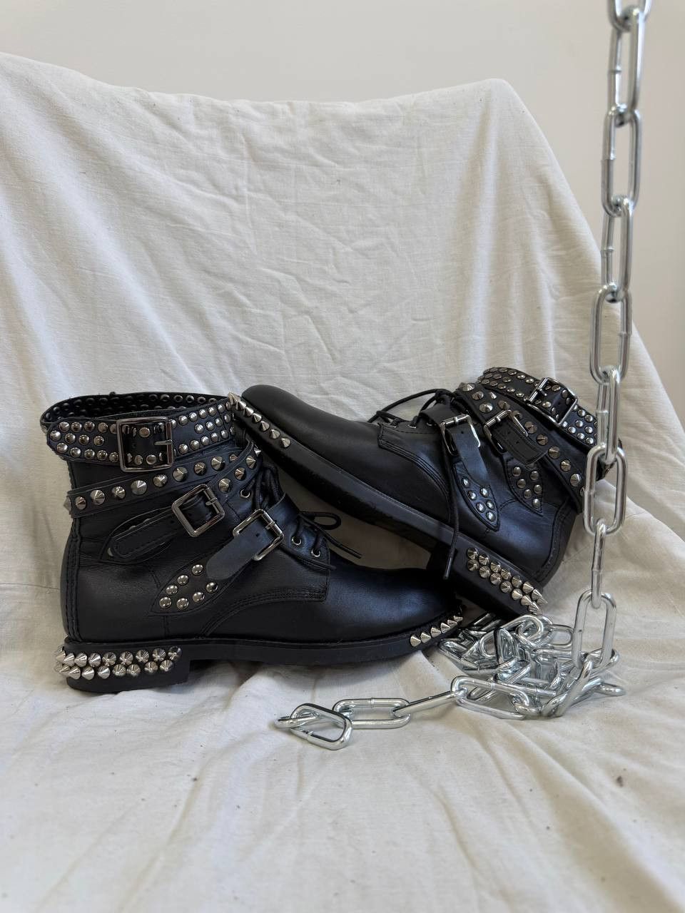 Yves Saint Laurent YvesSaintLaurent Ankle-Zip Goth Opium Style Leather Boots Size US 6.5 / IT 36.5 - 1 Thumbnail