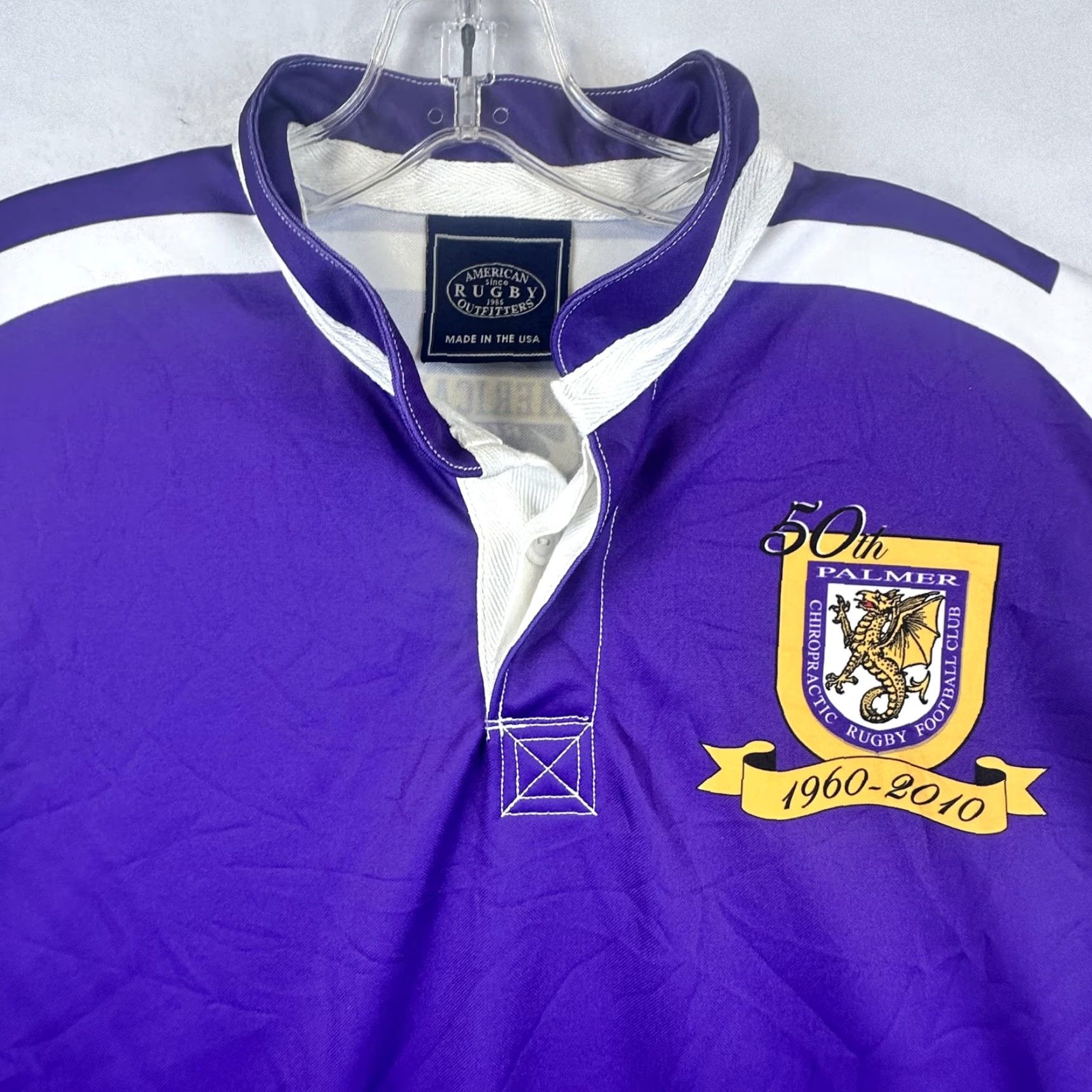Vintage Palmer Rugby Shirt Mens 2XL 50th Anniversary 1960-2010 American Outfitters Rugby Shirt Polo Short Sleeve Solid Purple Mens 2XL Size US XXL / EU 58 / 5 - 4 Thumbnail