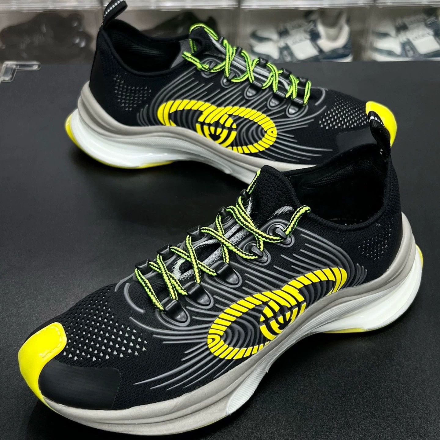 Gucci Gucci x Sega Black Flashtrek Sneaker with Green Gems | Grailed