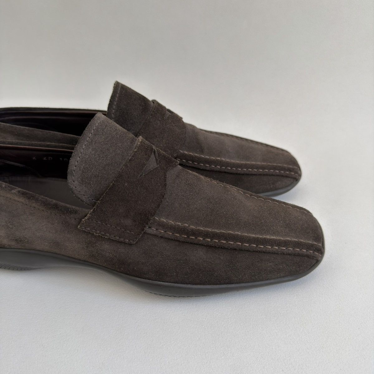Prada Brown Suede ‘Square Toe’ Loafers Size US 8 / EU 41 - 4 Thumbnail