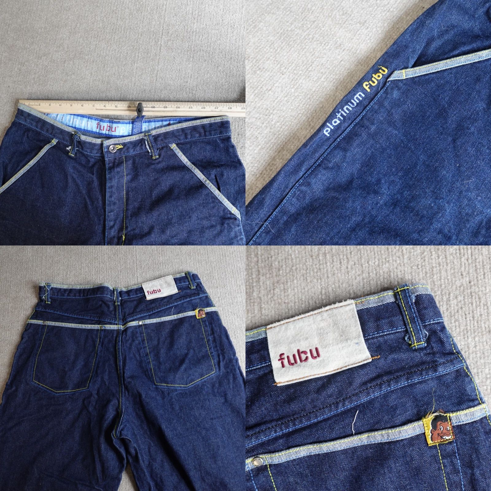 Fubu VINTAGE FUBU Jeans 38 x 31 Blue Wide-Leg Embroidered Fat Albert Motif Men Jeans Mens Wide Leg Cotton Denim - 38x31 Size US 38 / EU 54 - 9 Thumbnail