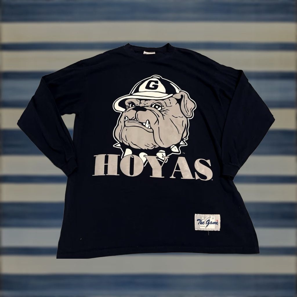 Vintage VINTAGE Georgetown Hoyas The Game Long Sleeve Navy Shirt XL Men's Blue 90s Comfort Crew Neck Graphic Print T-Shirt Size US XL / EU 56 / 4 - 1 Thumbnail