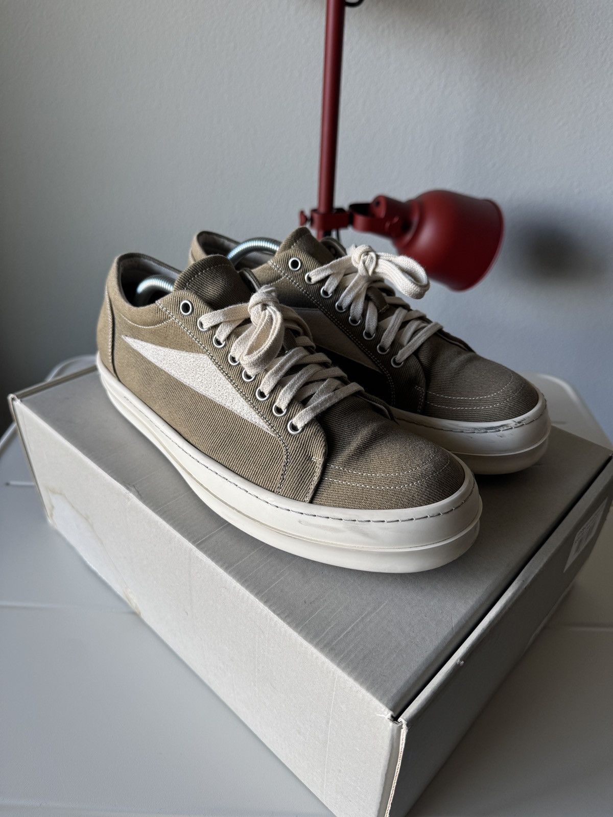 Pre-owned Rick Owens Olive Green Canvas Vans Vintage Sneakers 43/10