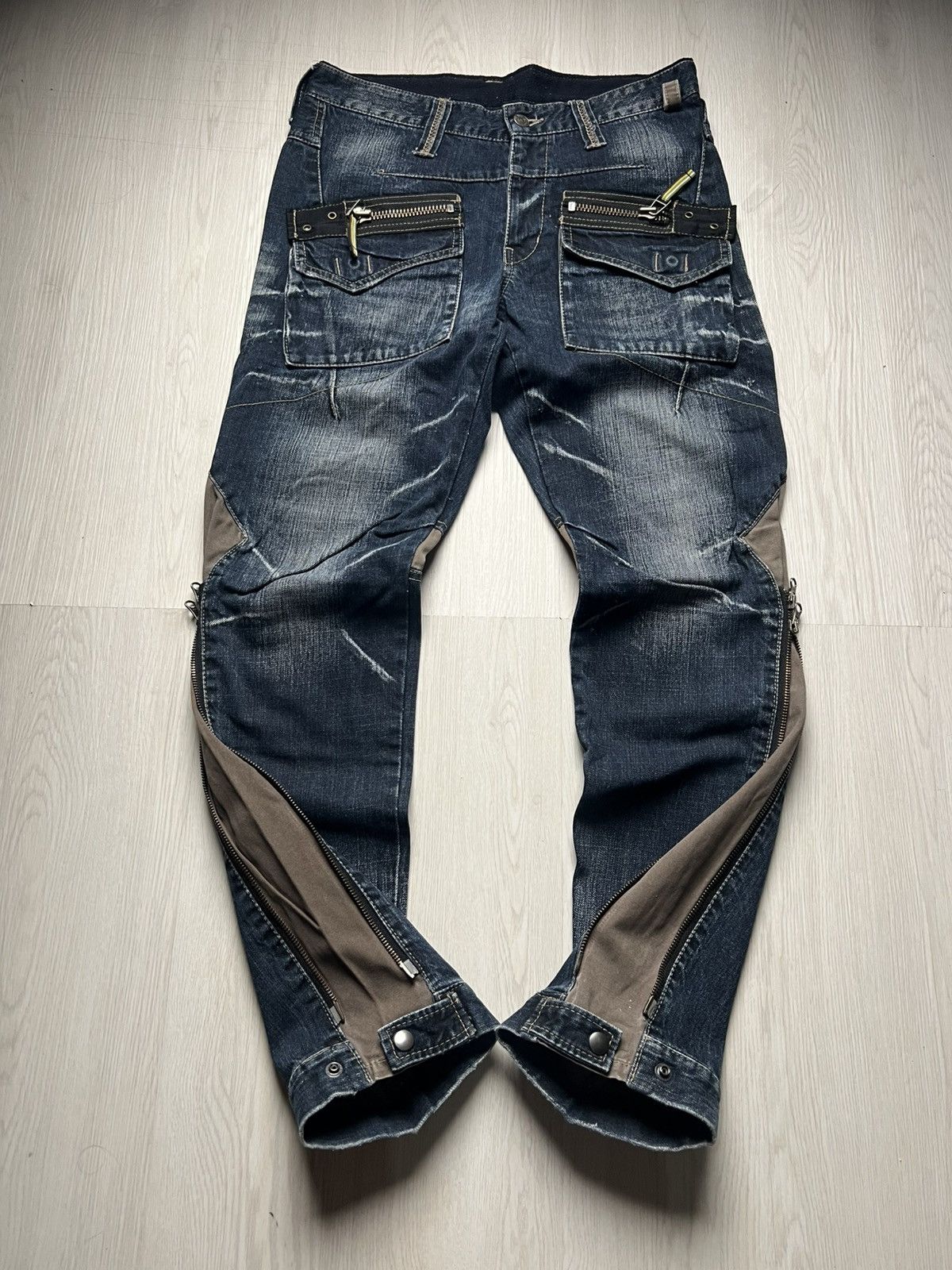 PPFM PPFM Hybrid Zipper Denim Punk Bondage Style Size US 31 - 1 Thumbnail