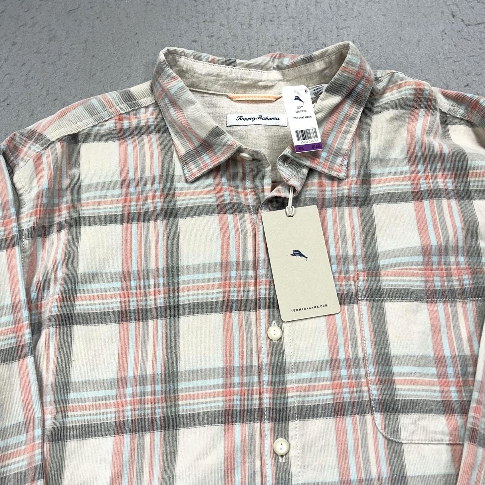 Tommy Bahama Tommy Bahama Shirt Mens 2XL Beige Plaid Corr-Chella Cotton Long Sleeve NWT Size US XXL / EU 58 / 5 - 2 Thumbnail