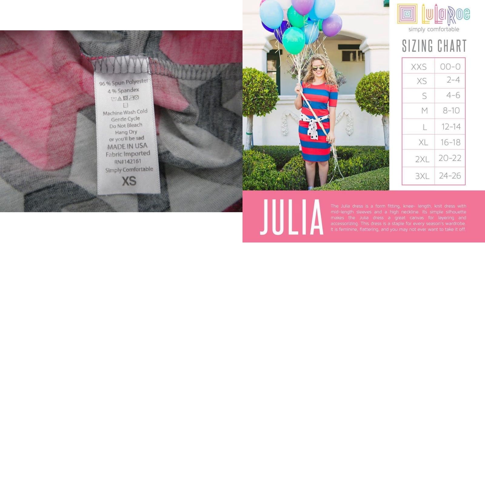 Vintage LuLaRoe Julia Dress XS Pink Black Gray Geometric Bodycon Dress Womens XS Size XS / US 0-2 / IT 36-38 - 8 Thumbnail