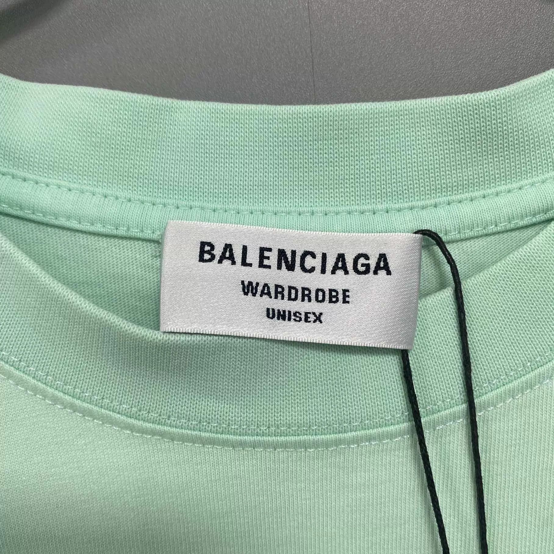 Balenciaga Balenciaga Embroidered Logo Mint Green Short Sleeve L Size US L / EU 52-54 / 3 - 4 Thumbnail