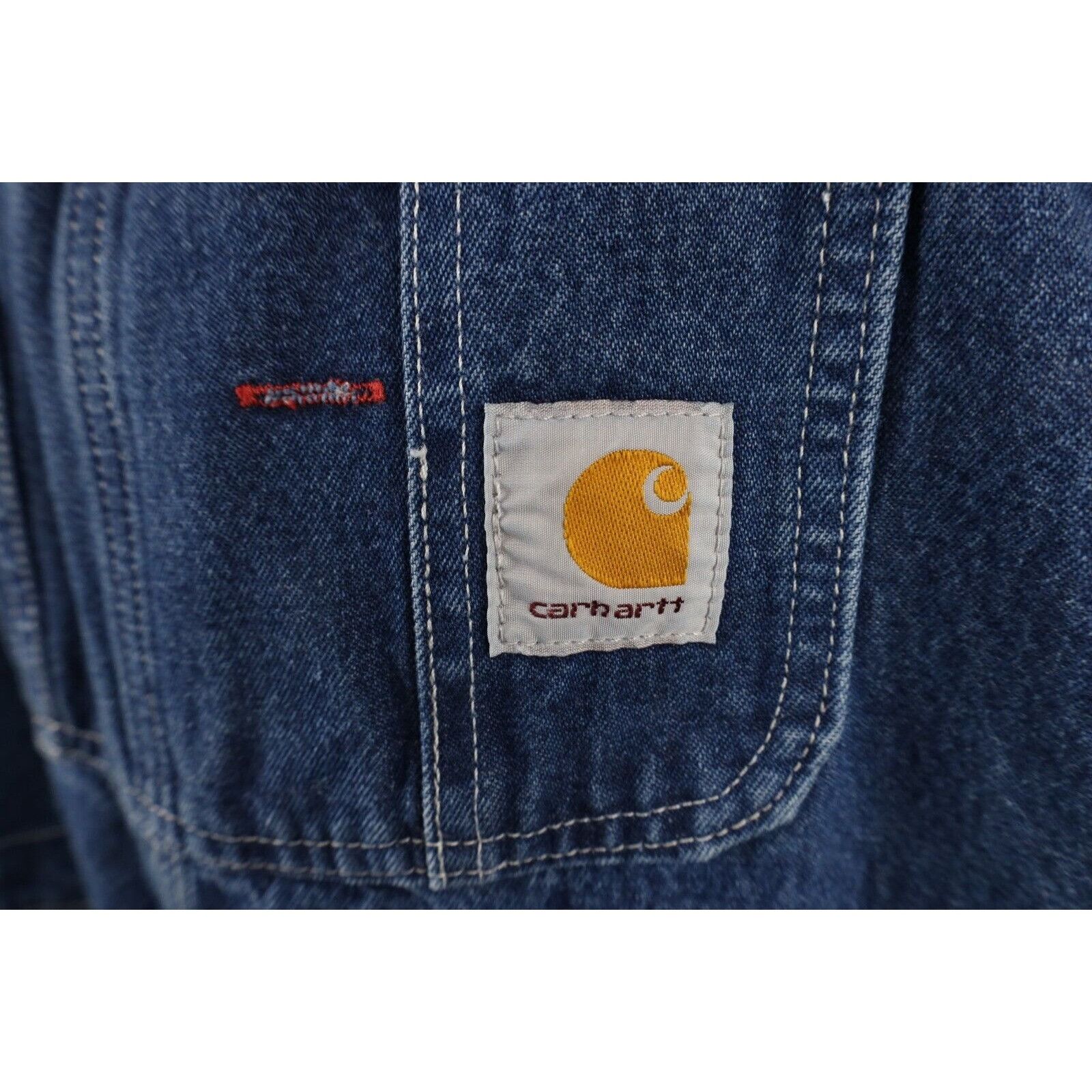 Carhartt × Vintage Vintage 90s Carhartt Distressed Spell Out Denim Overalls Size US 42 / EU 58 - 5 Thumbnail