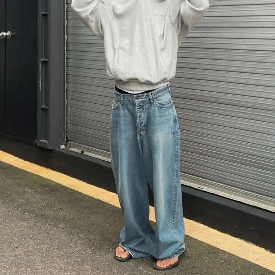 Japanese Brand Washed Blue Baggy Jeans Pants Oversized y2k Size US 34 / EU 50 - 5 Thumbnail