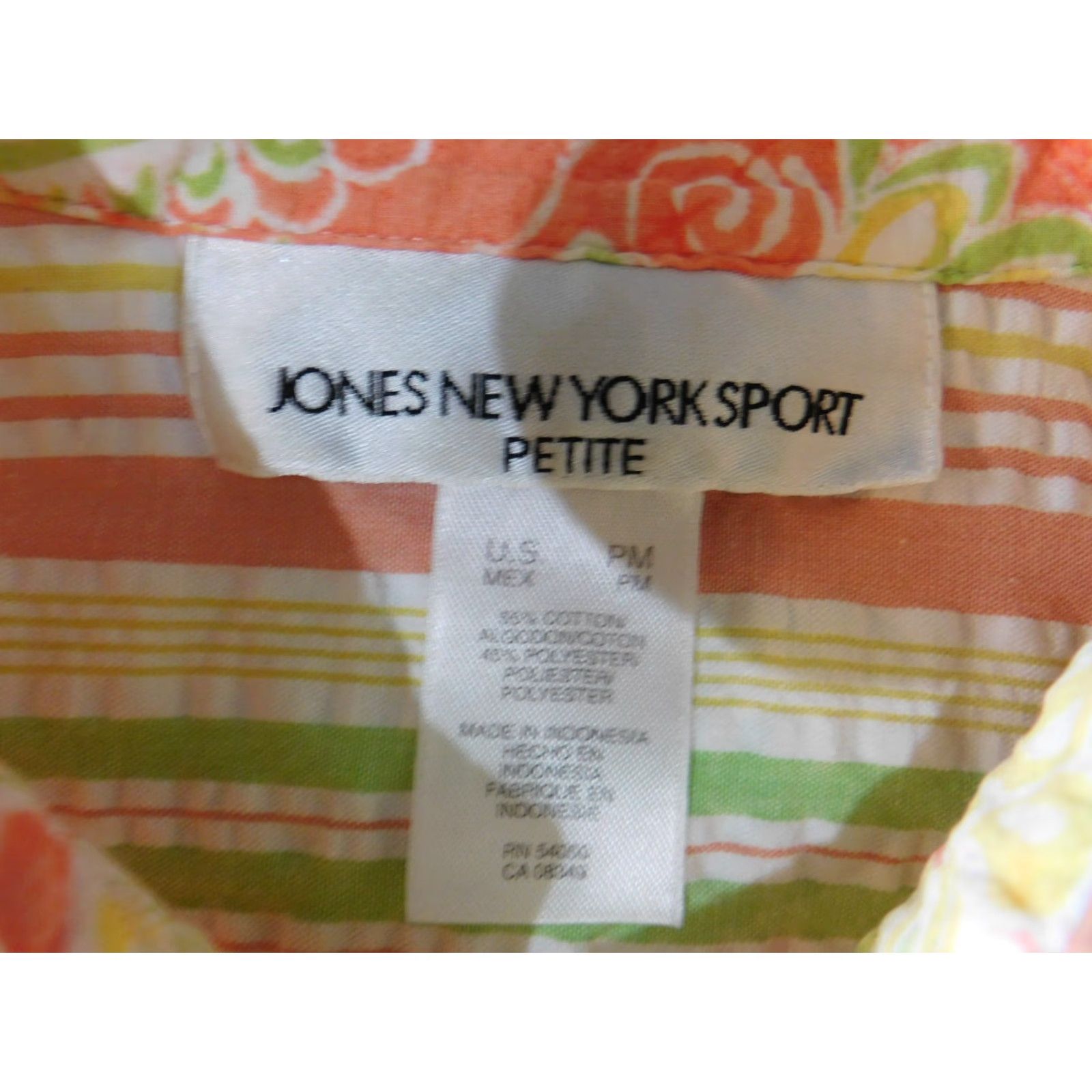 Jones New York Jones New York Button-Up top Petite Womens Striped Long Sleeve Collared Casual Purple Cotton Polyester Rayon Stretch Regular PM Shirt Size M / US 6-8 / IT 42-44 - 4 Thumbnail
