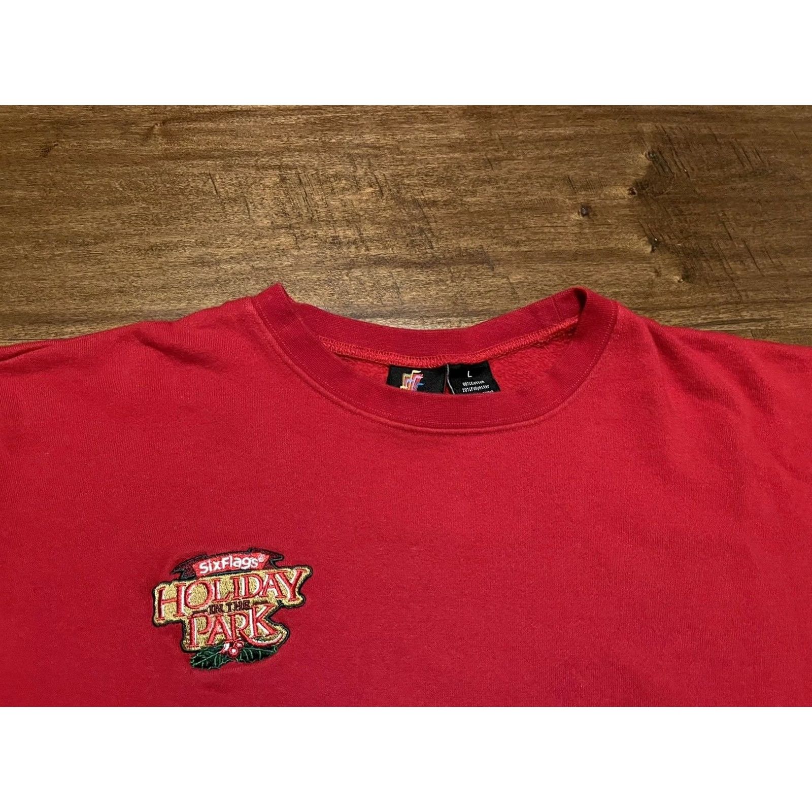 Vintage Six Flags Holiday In The Park Red Crewneck Sweatshirt Womens L Size L / US 10 / IT 46 - 2 Thumbnail
