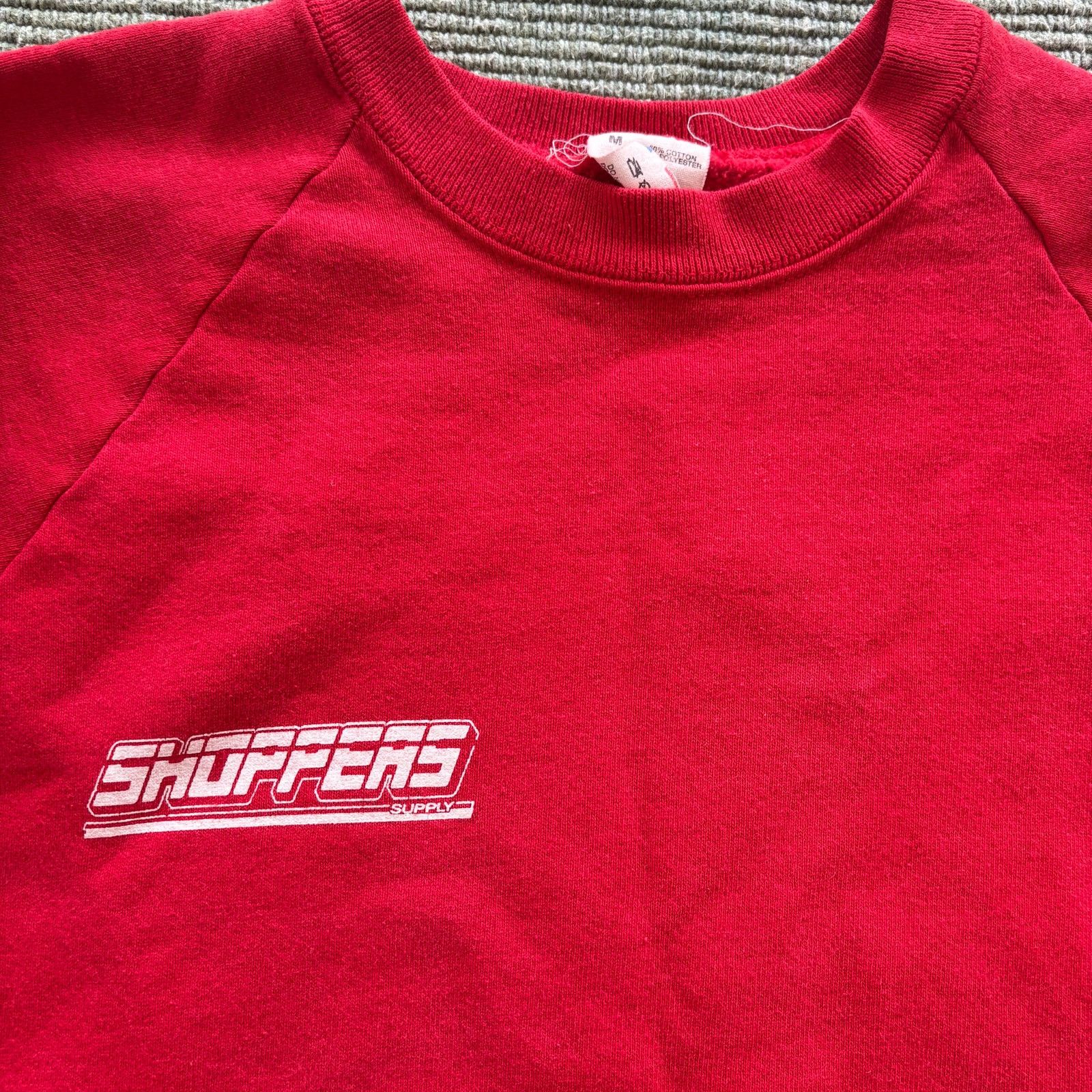 Fruit Of The Loom × Vintage Vintage 80s Red "Shoppers" Kids Sweatshirt Sz M Size US M / EU 48-50 / 2 - 2 Thumbnail