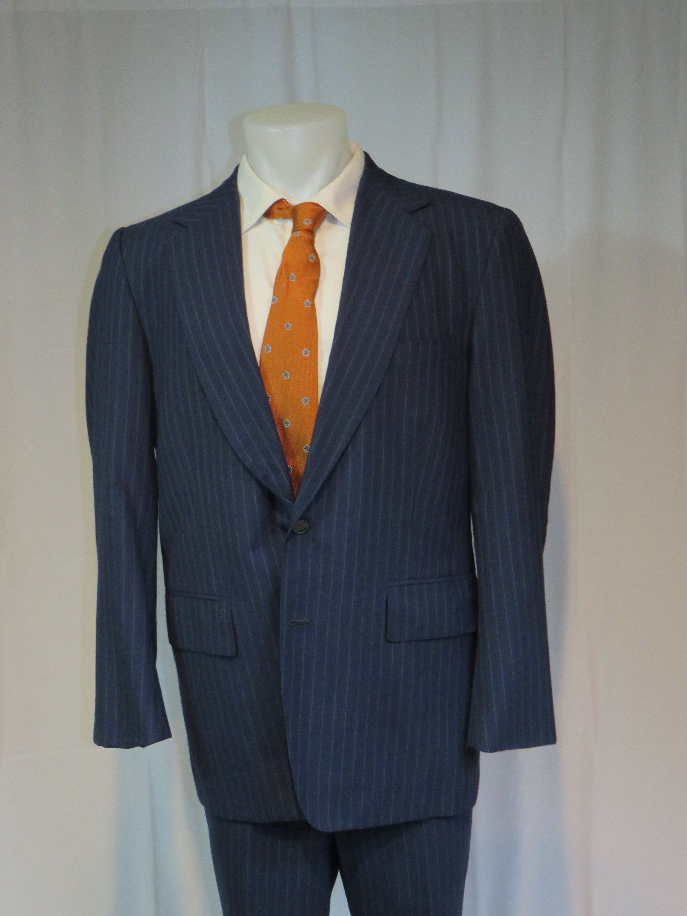 Other Emilio Dormuiel Vintage Blue Striped Two Button Suit 40R Size 40R - 3 Thumbnail