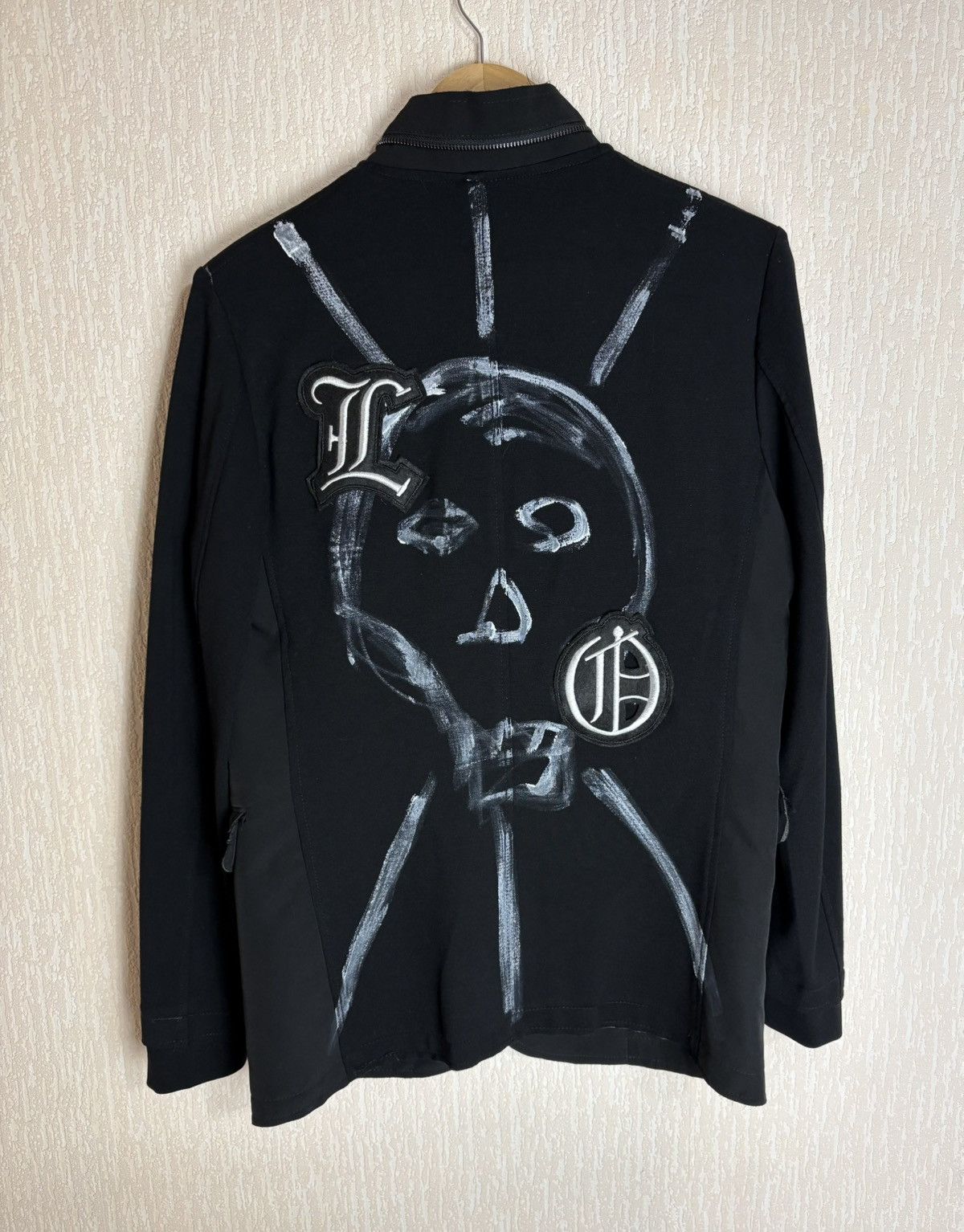Other KMH Concept Avant-Garde Black Blazer Skull Hand Painted Size 50S - 6 Thumbnail