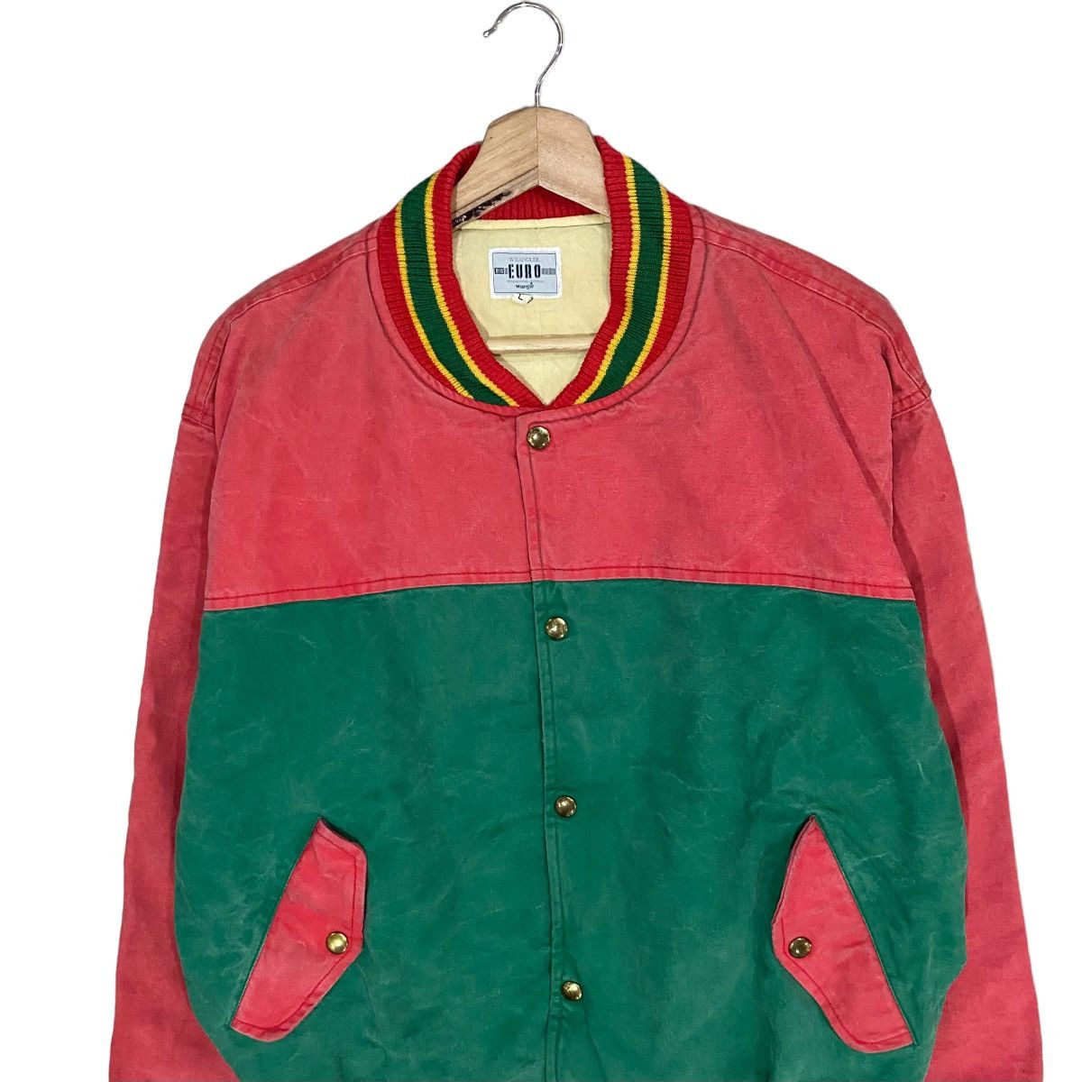 Vintage × Wrangler 🔥VINTAGE WRANGLER MULTICOLOUR RASTA VARSITY JACKET Size US L / EU 52-54 / 3 - 3 Thumbnail