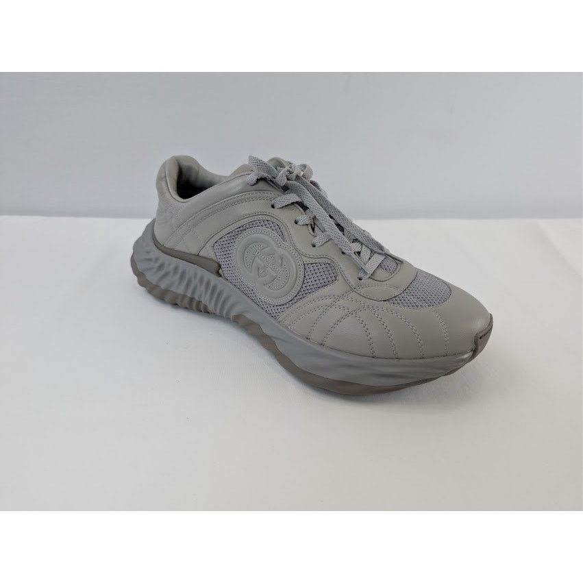 Gucci o1rshd1 Leather Ripple Low Top Sneaker in Grey Size US 12.5 / EU 45-46 - 4 Thumbnail
