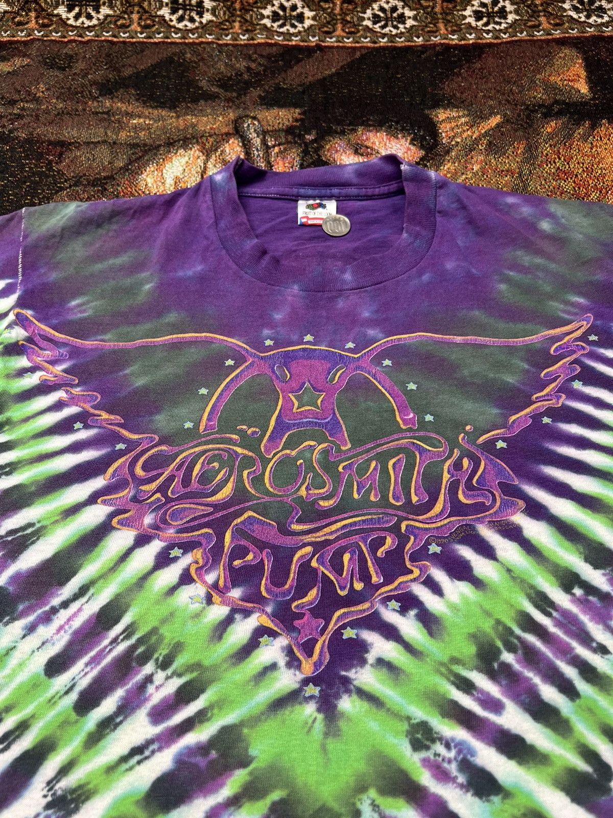 Band Tees 1990 Aerosmith Tie Dye Tee Size US L / EU 52-54 / 3 - 1 Thumbnail