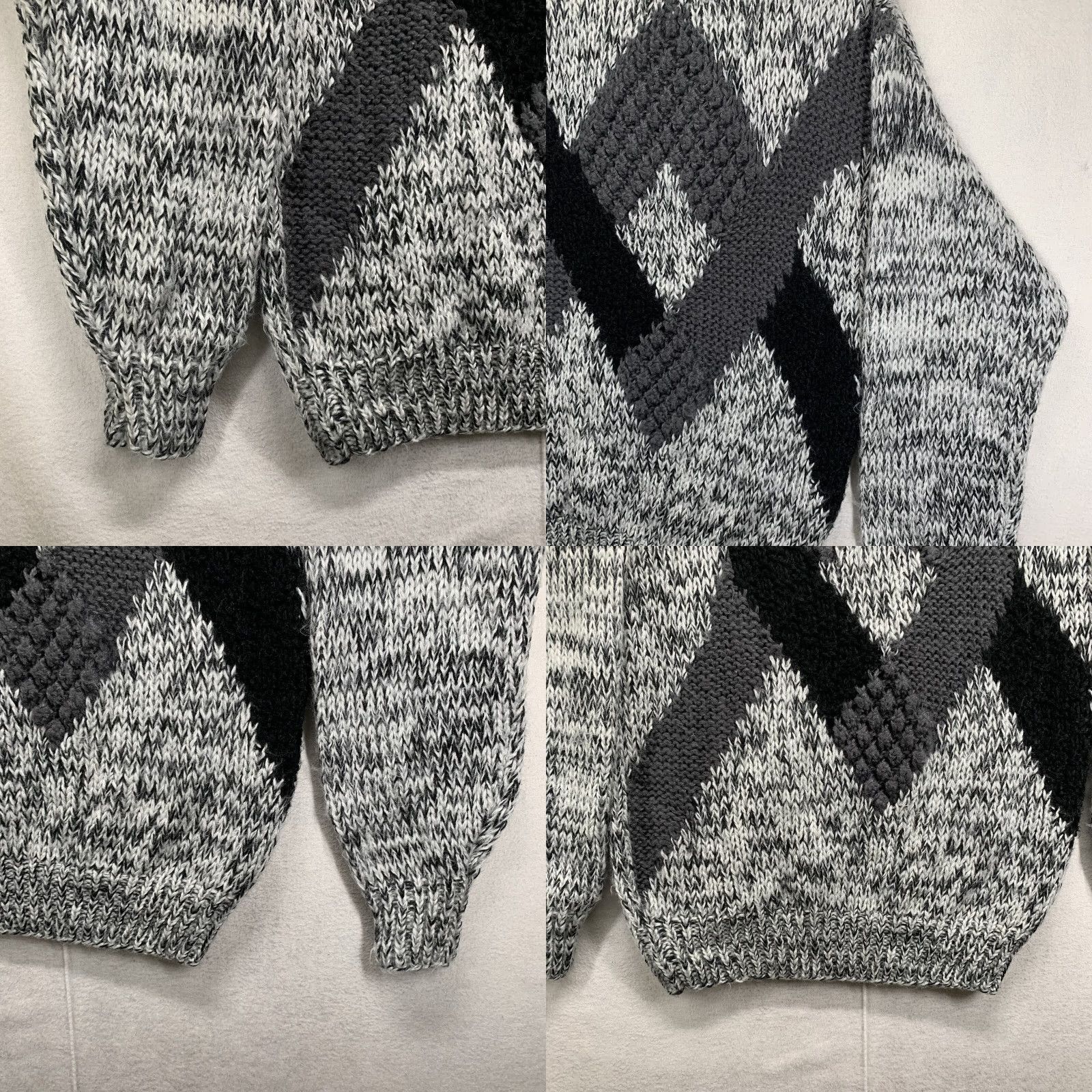 Vintage VINTAGE Mervyn's Mens Sweater Pullover 90s Crew Neck Long Sleeve Grayscale Acrylic Argyle Casual Winter Size US M / EU 48-50 / 2 - 8 Thumbnail