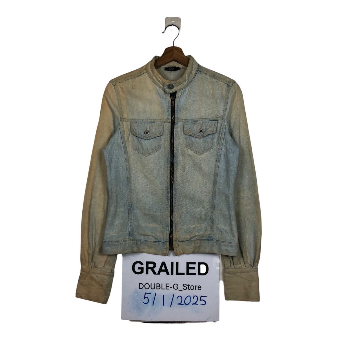 Diesel 📌Cropped Denim Biker Jacket Diesel Acid Wash Design Size US S / EU 44-46 / 1 - 1 Thumbnail
