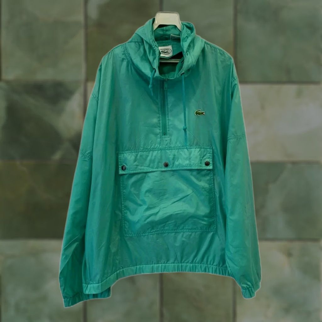 Izod VINTAGE IZOD Lacoste Anorak Windbreaker Jacket Men’s Large Teal Mint Hooded 80s Size US L / EU 52-54 / 3 - 1 Thumbnail