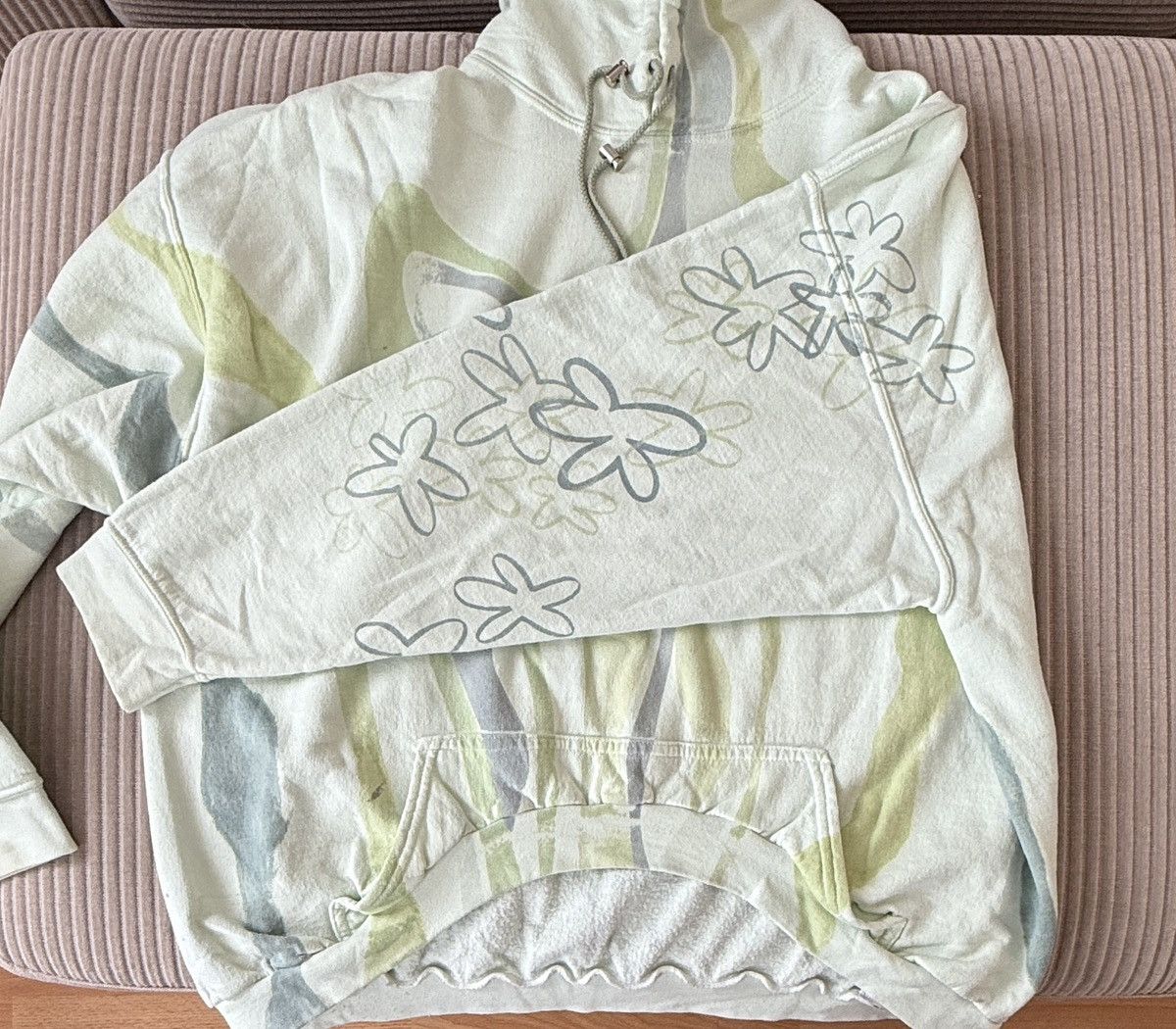 Collina Strada Green Flower Hoodie Size L / US 10 / IT 46 - 6 Thumbnail