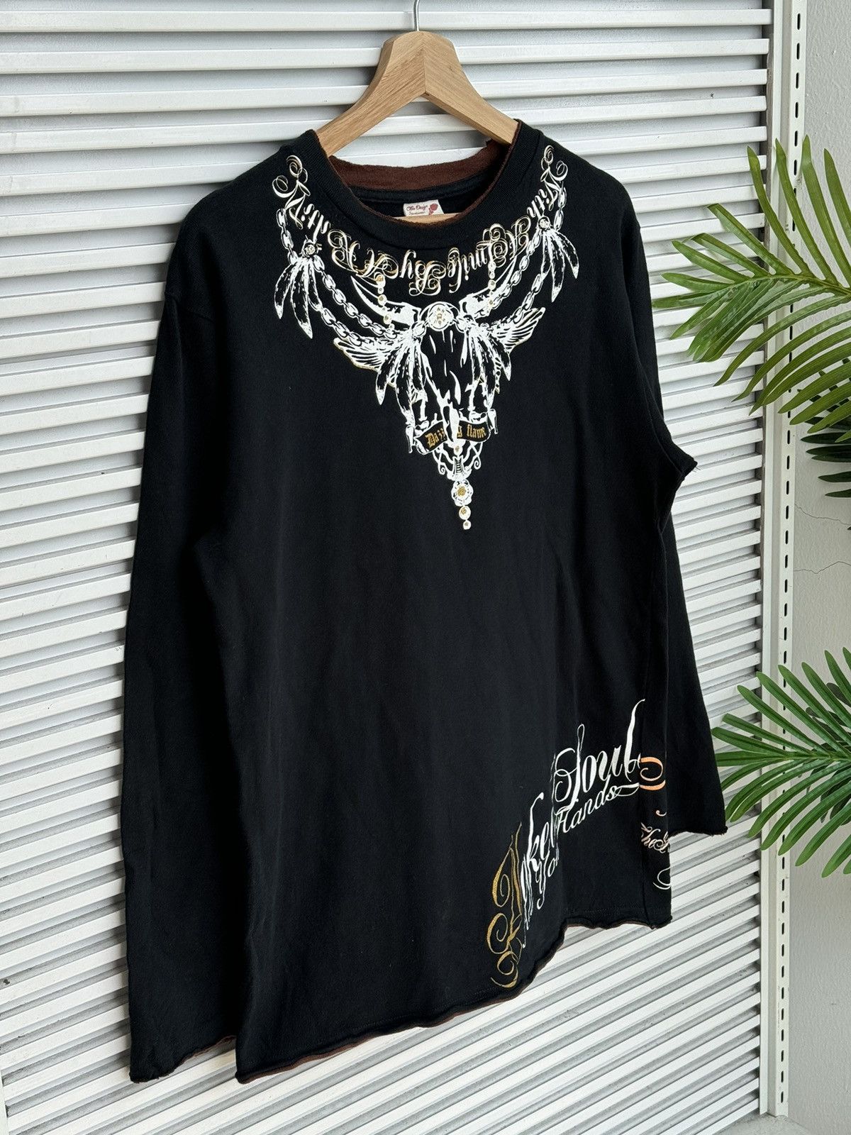 Japanese Brand Oblo Design Chrome Punk Riot Hearts Poem Longsleeve Size US L / EU 52-54 / 3 - 4 Thumbnail