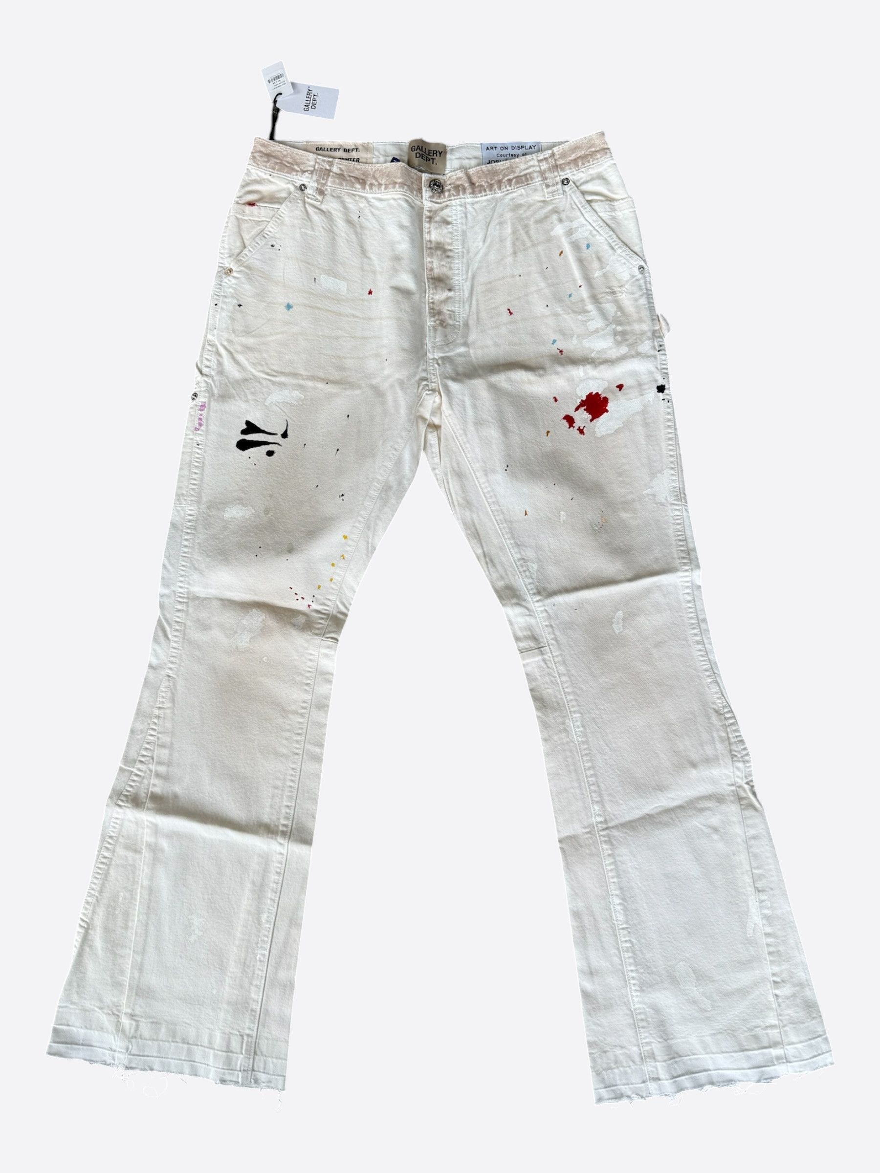 Gallery Dept. Gallery Dept Beige Paint Splatter LA Flare Carpenter Pants Size US 29 - 1 Thumbnail
