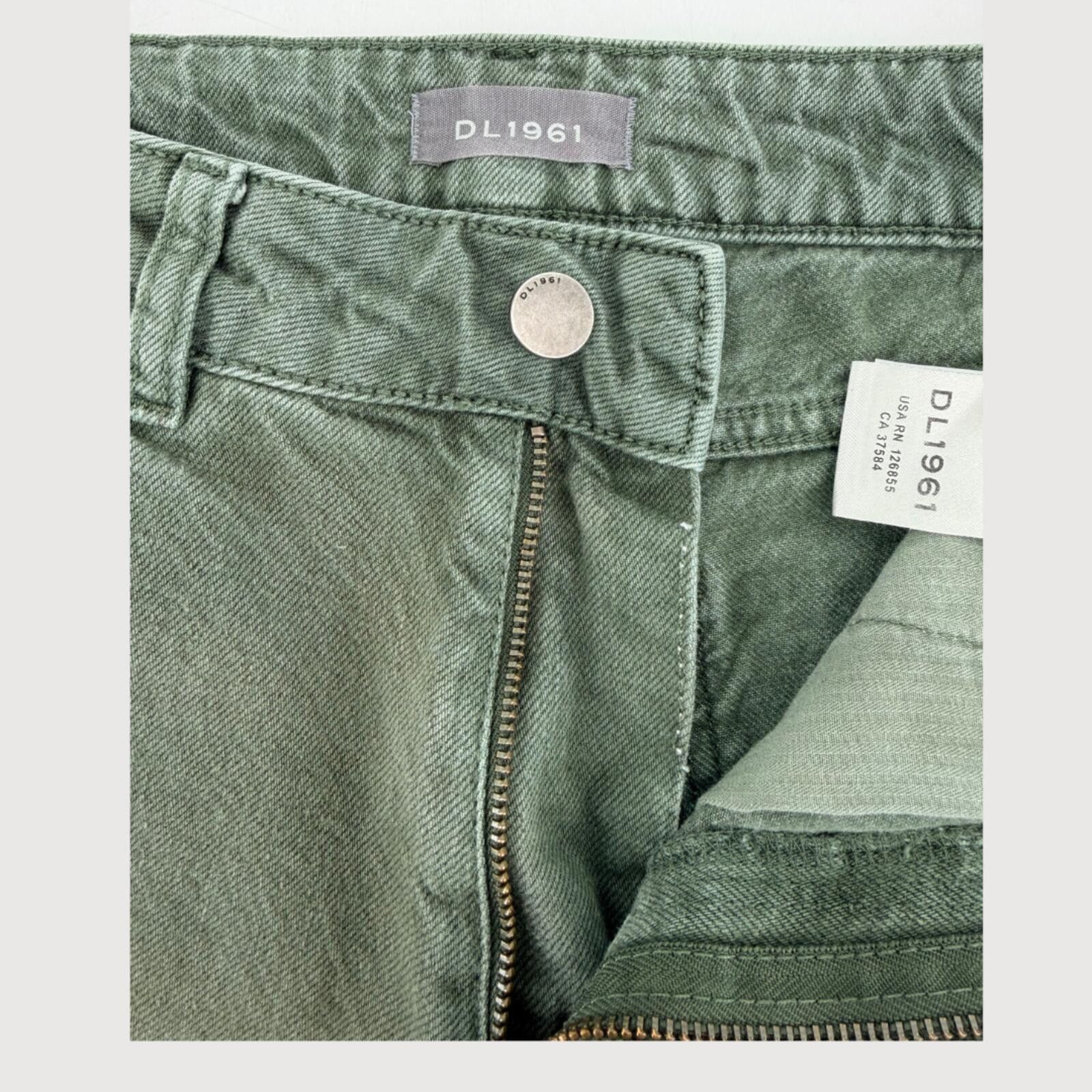 DL1961 DL1961 Hepburn Cropped High Rise Wide Leg Jeans - Olive, 25 Size 25" / US 0 / IT 36 - 4 Thumbnail