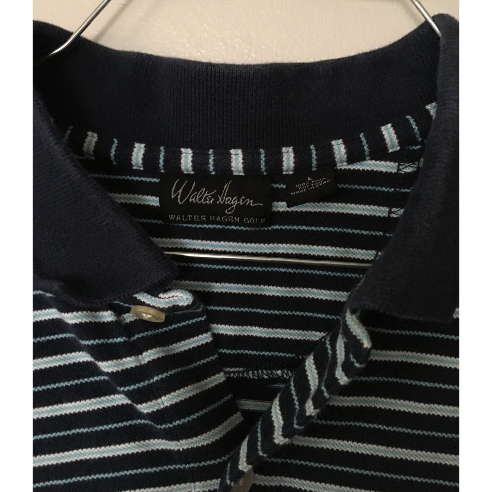 Vintage Walter Hagen Polo Golf Shirt Striped Blue L Short Sleeve Men’s Top Size US L / EU 52-54 / 3 - 3 Thumbnail