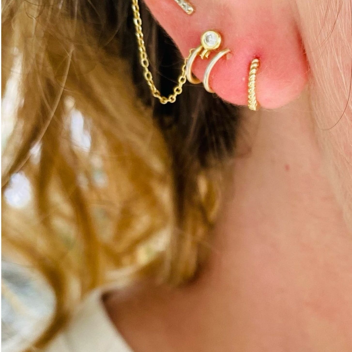 NEW NORDSTROM Gold Vermeil Twisted Tiny Mini Hoop Earrings