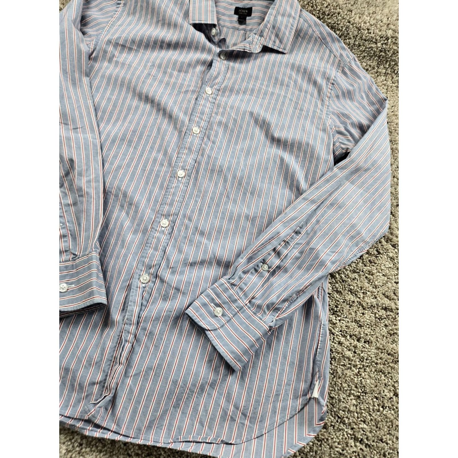 J.Crew J.Crew Ludlow Dress Shirt Mens Large Blue Striped Super 120s Long Sleeve Slim Regular Button-Up Shirt Size 42R - 2 Thumbnail