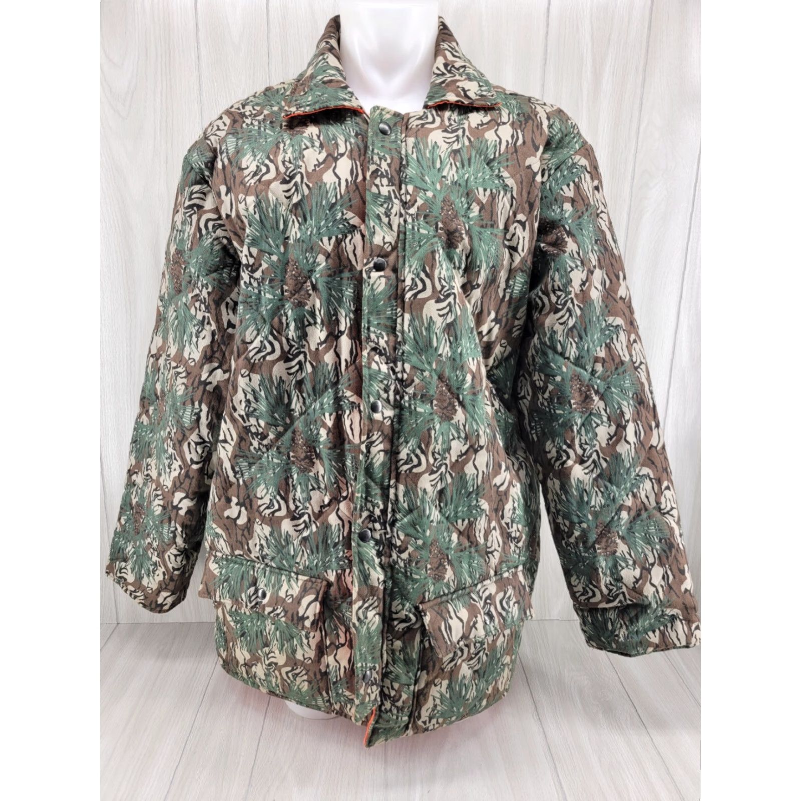 Vintage VINTAGE Pine Woods Natural Camo Blaze Orange Jacket USA Size XL Men Parka jacket Size US XL / EU 56 / 4 - 2 Thumbnail